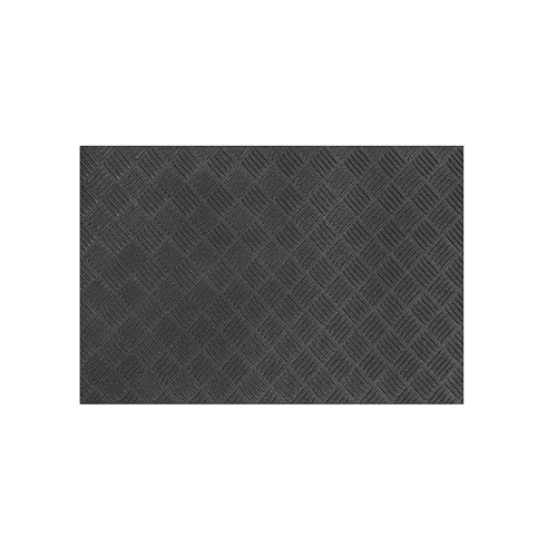 Nicoman Rubber Doormat, Non-Slip Deckplate Surface, Low-Profile, Heavy-Duty Water-Resistant, Indoor Outdoor Entrance Patios Garden Garages (Black, 60cm x 40cm)