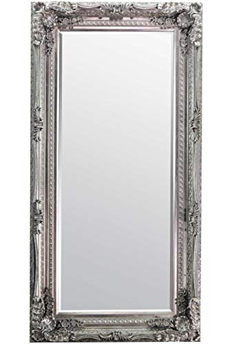 Louis Xtra-Large Full Length Shabby Chic Vintage Leaner Mirror In Silver or White 35in x 71in, 175x90