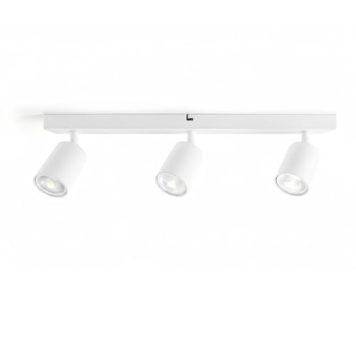 Integral LED Siena 3 Way GU10 LED Spotlight Bar - Modern Indoor Ceiling Light Fitting - Adjustable and Rotatable - Ideal for Living Room, Bedroom, Kitchen and Dining Room – Premium Matt White Finish