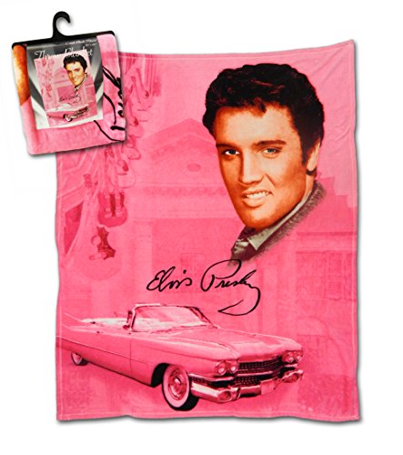 Elvis Presley Throw Blanket Pink w/Guitars E8720