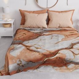 PETTI Artigiani Italiani - Double Bedspread Spring Summer Light Blanket Double Bed Sheet Salmon Marble 100% Made in Italy