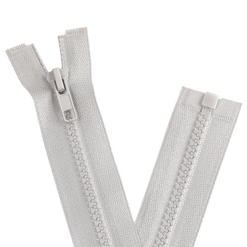 YAKA 4PCS #5 5 inch Separating Jacket Zippers for Sewing Coats Jacket Zipper Black Molded Plastic Zippers Bulk DIY Tools for Garment/Bags/Home Textile Bags Pillow Tent Tailor (Smoke Grey, 5 inch)