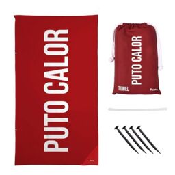 Fisura - Microfibre Beach Towel – Quick Dry, Sand Resistant, Lightweight – “P*to Calor” Red & White – Travel Towel Gift for Beach, Pool & Holiday – 71 x 39 Inches
