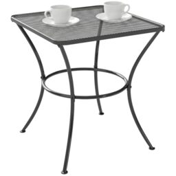 Outsunny 45cm Square Garden Table Outdoor Metal Bistro Side Desk Black - Mesh Top, Garden Furniture
