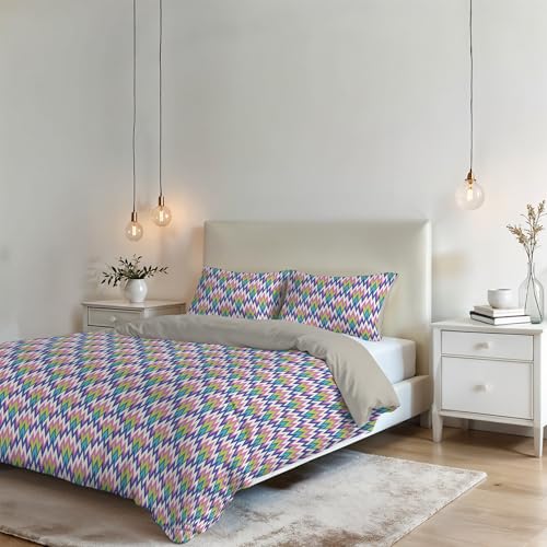 Italian Bed Linen Fantasy Microfibre Duvet Cover Set, Zig Zag, Double
