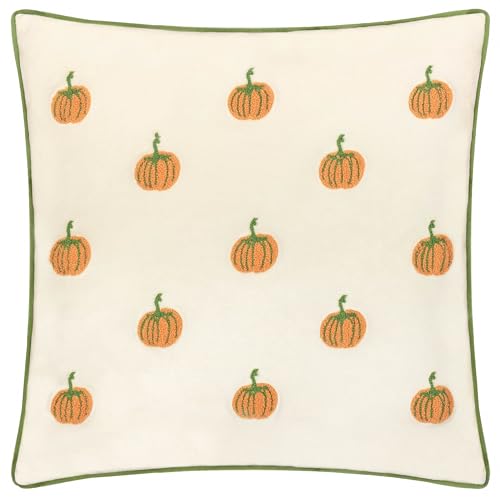 furn. Wylder Pumpkin Spice Polyester Filled Cushion – Reversible Autumnal Pumpkin Tufted Piped Velvet Pillow (Multicolour - 45x45cm)