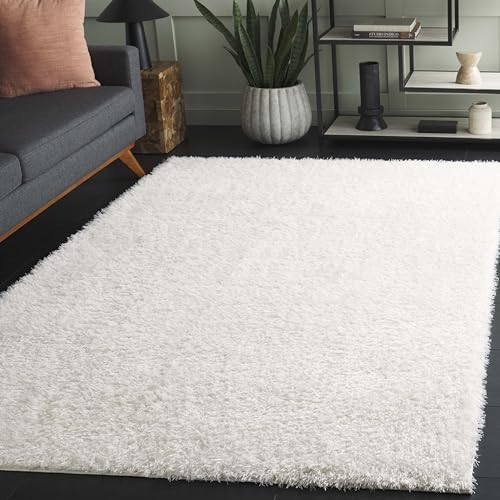Safavieh Lindsay Collection Shaggy Rug for Living Room Dining Room Bedroom High Pile Ivory 72 x 108 Inch