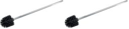 Wenko 18749100 Toilet Brush Ø 8.5 cm x 60 cm Extra Long with Matted Rust-Proof Stainless Steel Handle (Pack of 2)