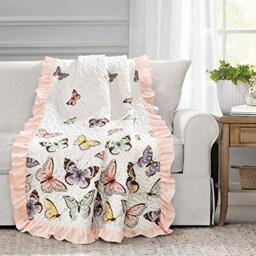 "Lush Decor, Pink Flutter Butterfly Throw Blanket, 60"" x 50"""