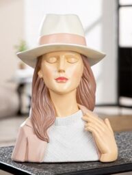 GILDE Lady Adeline Textured Resin Figurine White 28cm Tall 21cm Wide 18cm Deep Woman