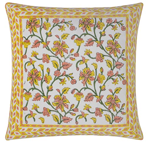 Paoletti Mentera Feather Filled Cushion, Yellow/Peach Crush, 50 x 50 cm