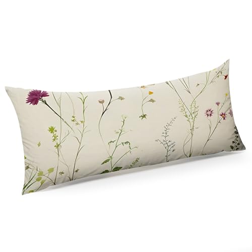 "GABraden Microfiber Pillowcase with Hidden Zipper,Comfortable Fabric,Floral Print Pattern Pillow Cover,Lightweight and Breathable,Standard Size 20""X 26"" (Green-Flower-19)"