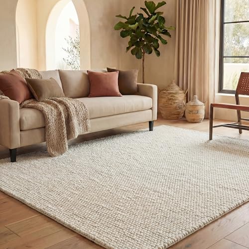 Safavieh Natural Fiber Rug for Living Room, Dining Room, Bedroom - Natural Fiber Collection, Short Pile, in Ivory, 120 x 120 cm
