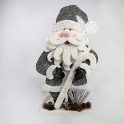42cm Santa Christmas Tabletop Figures Window Wall Door Holiday Home Xmas Glitter Foam Showpiece Decorations, Grey