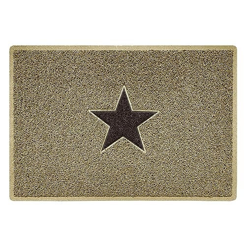 Nicoman STAR Door Mat|Entrance Barrier Dirt-Trapper Floor Mat|Patio Garden Conservatory Doormat|Indoor Outdoor Matt|Beige with Brown Star, Large 90x60cm/3x2ft