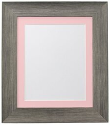 FRAMES BY POST Hygge Picture Photo Frame, Plastic Glass, Wolf Grey with Pink Mount, 20 x 16 Image Size 16 x 12 Inches