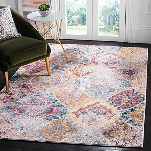 Safavieh Trendy New Transitional Indoor Woven Rectangle Area Rug, Bristol Collection, BTL351, in Blue / Light Grey, 91 X 152 cm for Living Room, Bedroom or Any Indoor Space