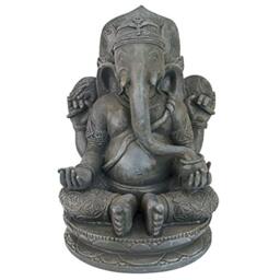 Design Toscano Sitting Lord Ganesha Hindu Elephant God Statue, Polyresin, Grey Stone, 28 cm