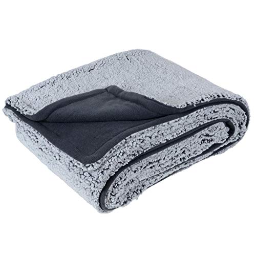 Hodge and Hodge Luxurious Thick Sherpa Fleece Blanket Throw Reversible Cover Silver Grey 130 x 155cm