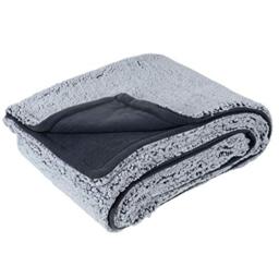 Hodge and Hodge Luxurious Thick Sherpa Fleece Blanket Throw Reversible Cover Silver Grey 130 x 155cm