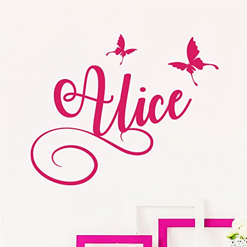 Personalised Name Stickers - Personalised Name Sticker - Wall Decoration Children's Room - 2 Sheets of 5 x 10 cm and 50 x 30 cm - Fuchsia