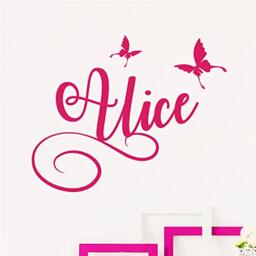 Personalised Name Stickers - Personalised Name Sticker - Wall Decoration Children's Room - 2 Sheets of 5 x 10 cm and 50 x 30 cm - Fuchsia