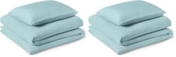 Amazon Basics 2-Piece Brushed Microfibre Single Duvet Cover Set, Extra Soft Bedding, Relaxed Lived-In Look with Natural Creases, No Ironing Required, 135 x 200 cm & 1 Pillowcase 50 x 80 cm, Blue