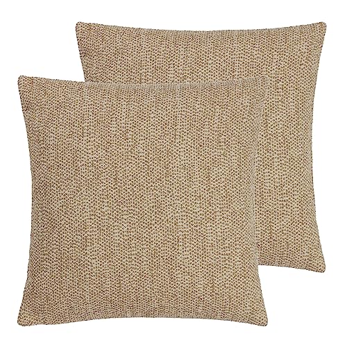 furn. Hoem Tiona Square Feather Filled Cushions Twin Pack, Nougat/Toffee, 50 x 50cm