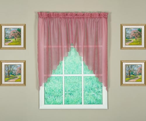 "Today's Curtain Emelia Original Voile Swag Pair 38"", Mauve, 60"" W x 38"" L"