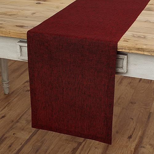 Solino Home Linen Table Runner 120 Inches Long ??? 100% Pure Linen Red Garnet Christmas Table Runner 14 x 120 Inch ??? Machine Washable Dining Table Runner for Holiday ??? Athena