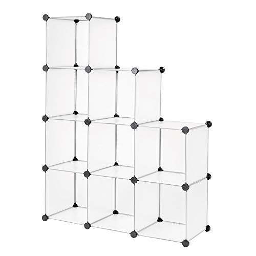 tavora dibea Plug-in shelf made of transparent plastic, modular storage shelf with 9 compartments á 30x30 cm, expandable and versatile tiered shelf with spacious cubes, solid plug-in system