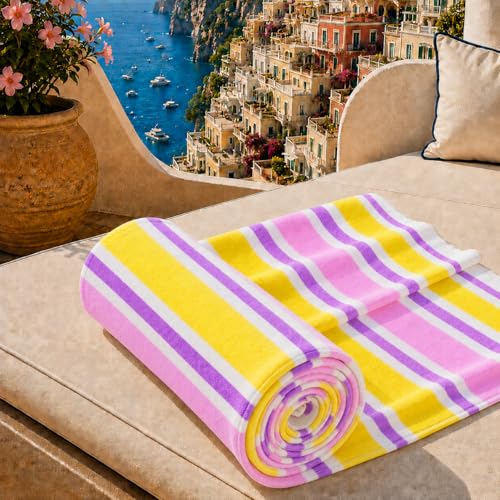 PETTI Artigiani Italiani - Microfibre Beach Towel, Beach or Pool Towel, Beach Towel, Large 90 x 180 cm, Millerighe 21