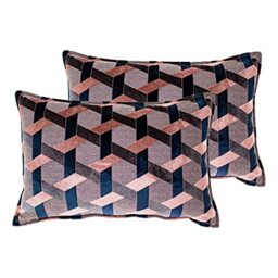 Paoletti Delano Polyester Filled Cushions (Twin Pack), Polyester, Blush/Navy