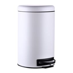 Relaxdays Pedal Bin, 12L with Removable Inner, Foot Pedal, Steel, White, 39x25.5x33 cm