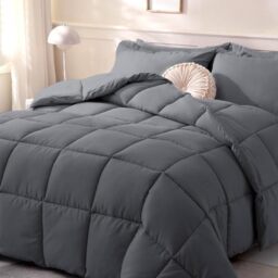 DOWNCOOL Comforters King Size, Duvet Insert,Dark Grey All Season Duvet, Lightweight Quilt, Down Alternative Hotel Comforter with Corner Tabs (Dark Gray, King 102x90 Inches)