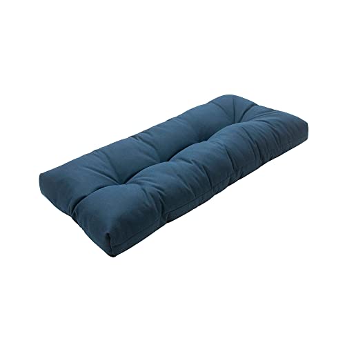 "Magpie Fabrics Indoor Outdoor Bench Cushion 45""x18"", Non-Slip Tufted Long Seat Pads, Patio Loveseat Cushion for Window, Garden, Swing, Settee - Navy"