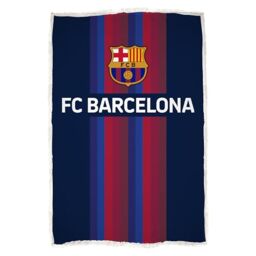 Character World Barcelona FC Officially Licenced Fleece Blanket - Super Soft Warm Fleece With Sherpa Back - Blue Offside Design - Perfect For Home, Bedroom, Sleepovers & Camping - 120 x 150 cm