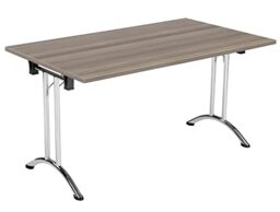 Office Hippo Folding Office Table, Sturdy & Stylish Computer Table Desk, Work Table For Home Office, Versatile Foldable Table For Meeting Room or Boardroom, 5 Year Guarantee - Grey Oak/Chrome