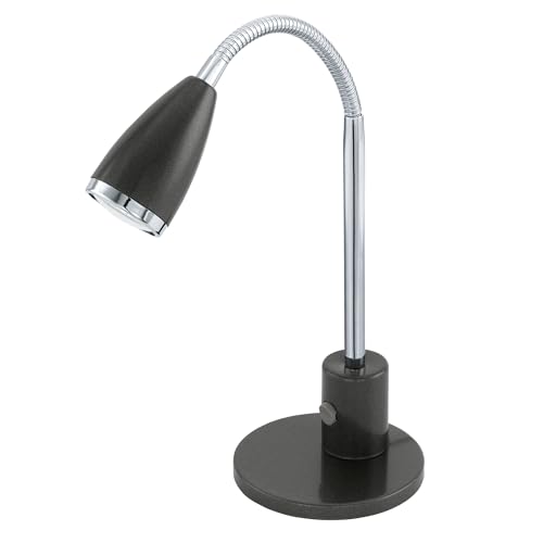 Eglo GU10-LED Modern Anthracite/Chrome Flexible Desk Lamp 'Fox'