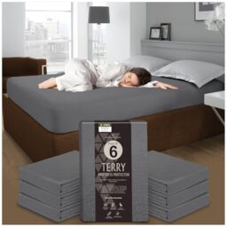 GC GAVENO CAVAILIA Terry Towel Mattress Protector - Pack of 6 Superking Mattress Protector - Polycotton 30cm Deep Mattress Cover - Breathable Waterproof Mattress Protectors, (203 x 182cm) - Charcoal