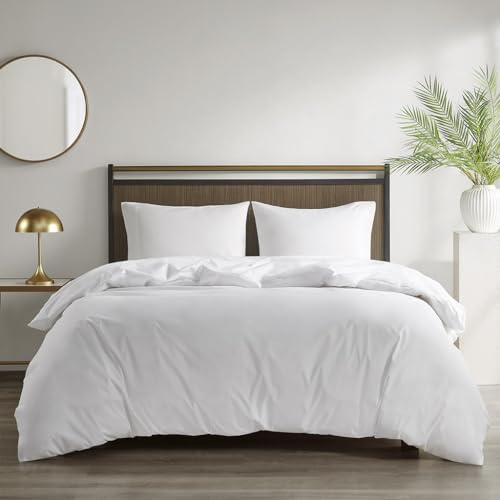 Sleep Philosophy Duvet Cover Queen Size Waterproof Comforter Protector for All Seasons, 3M Scotchgard Moisture Wicking Treatment Duvet Protector with Zipper Flap White