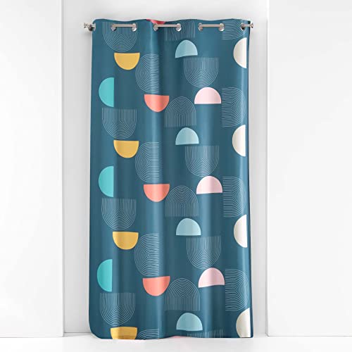 Douceur d'Intérieur, Polyester Pop Art Eyelet Curtain 140 x 260 cm