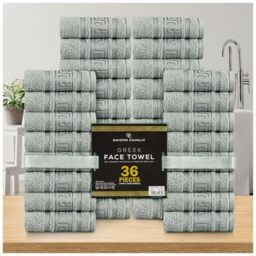 GC GAVENO CAVAILIA 100% Cotton Face Cloths Towels - Ultra-Soft 36 Pack Flannel Face Cloth for Makeup Removal & Skincare - Reusable Wash Cloths -Durable Face Towels for Hotel, Spa, Gym 33x33cm, Silver