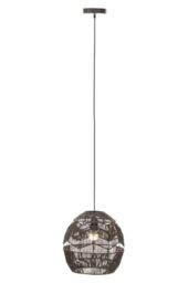 Premier Housewares Elevate Your Space Illuminate Your Home with Style Modern Black Paper Rope Pendant Lamp with Rustic Texture and Sleek Metal Frame Unique Texture 30x131x30