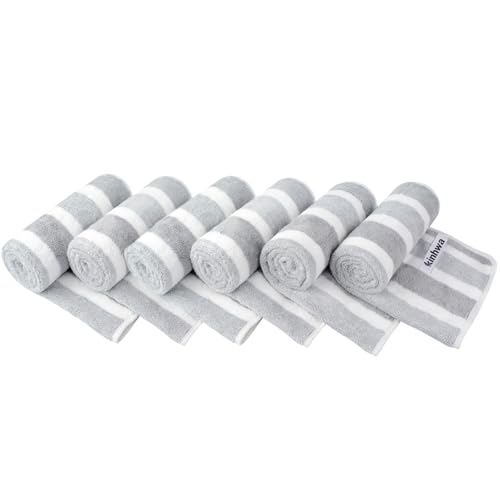 KinHwa Microfiber Hand Towels for Bathroom Soft and Absorbent Face Towels Grey Bathroom Hand Towels for SPA Hair Bath 16inchx30inch 6 Pack