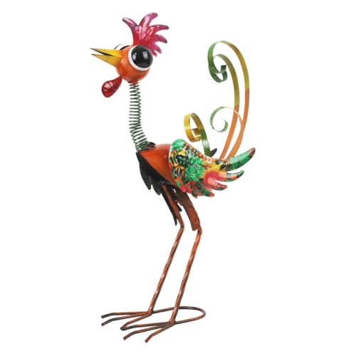 giole Metal Wacky Rooster Garden Statue, 24'' Rooster Decor Yard Statue Decorations Outdoor, Chicken Yard Art for Outside, Patio, Backyrad, Lawn(Red)