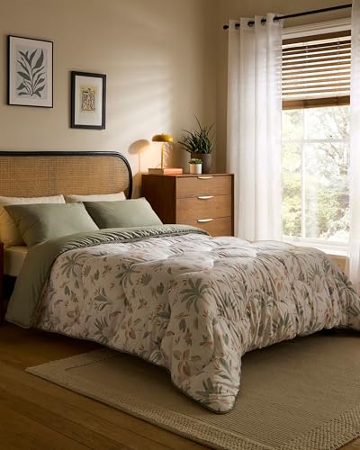 Night Lark Coverless Duvet and Pillowcase Set, Autumn Collection – Coverless Duvet Single 10.5 Tog with Advanced Smartfil® Fibre, Machine Washable, Hypoallergenic – Abstract Palms, Single Bed Size