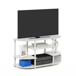 Furinno JAYA Corner TV Stand for TV up to 46 Inch, White