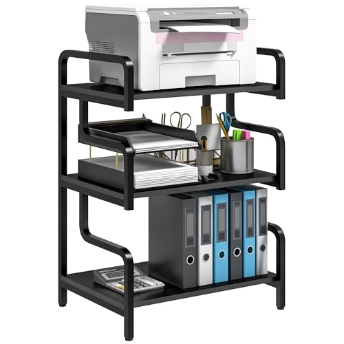 HOMCOM 3-Tier Storage Shelf, Metal Shelves for Storage for Home Office, Black