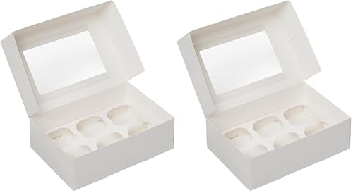 Tala 6 Hold Cupcake Box, Perfect for Storage, Transporting, and Displaying Cupcakes, Muffins and Other Individual Bakes, White (Pack of 2)